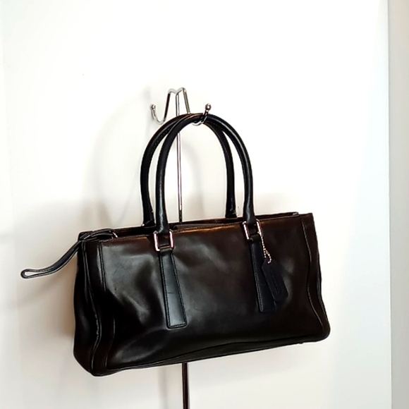 Coach Bonnie Legacy- M0P-9419 - Vintage Leather Double Handle Satchel- Navy Blue - Picture 1 of 11